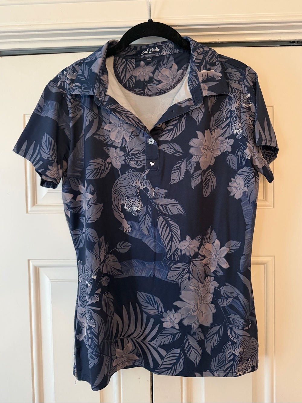 Bad Birdie Navy Floral Crouching Tiger Polo Golf Top large - Picture 1 of 5